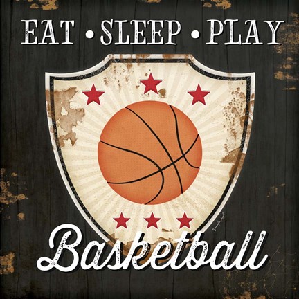 Framed Eat, Sleep, Play, Basketball Print