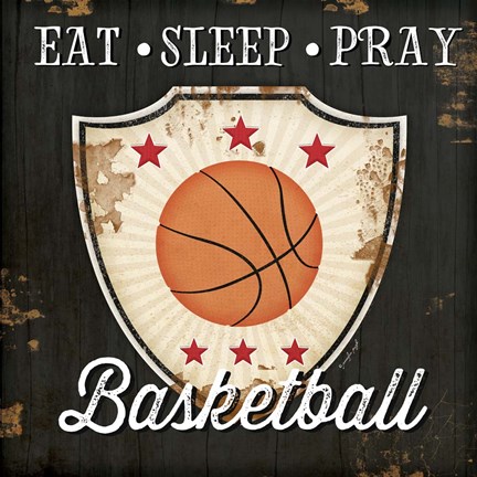 Framed Eat, Sleep, Pray, Basketball Print