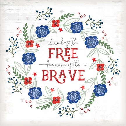 Framed Land of the Free - Floral Print