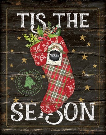 Framed Tis the Season Stocking Print