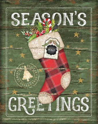 Framed Season's Greetings Stocking Print