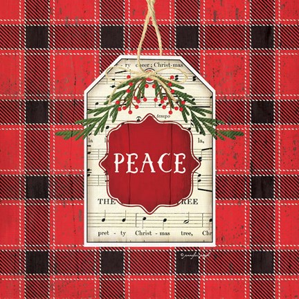 Framed Peace Christmas Plaid Print