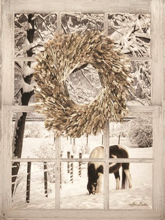 Framed Winter Horse Window View Print