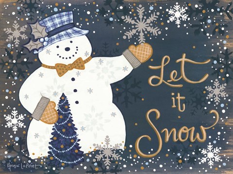 Framed Snowy Christmas Snowman Print