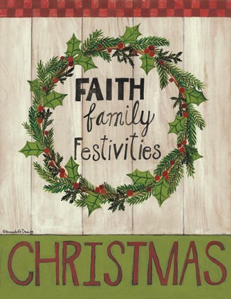 Framed Faith Family Festivities Wreath Print