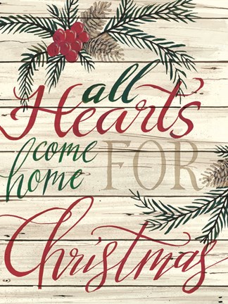 Framed All Hearts Come Home for Christmas Shiplap Print