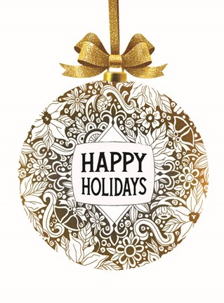 Framed Happy Holidays Ornament Print