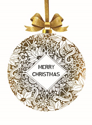 Framed Merry Christmas Ornament Print