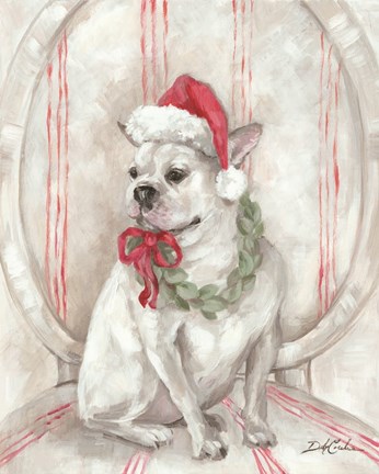 Framed French Bulldog Santa Print