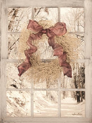 Framed Snowy Day Window View Print