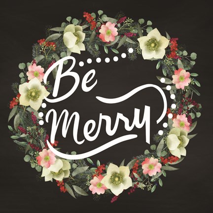 Framed Be Merry Wreath Print