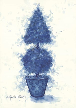 Framed Blue Cone Topiary Print