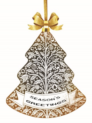 Framed Season&#39;s Greetings Ornament Print