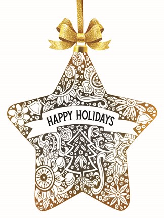 Framed Happy Holidays Ornament Print