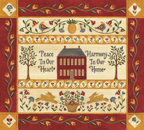 Framed Harmony in Our Home Sampler Print