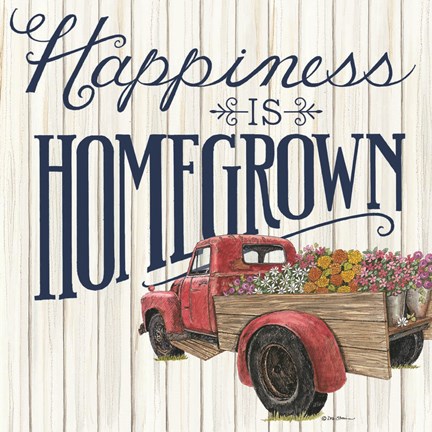 Framed Happiness is Homegrown Print