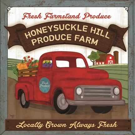 Framed Honeysuckle Hill Produce Farm Print