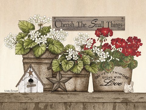 Framed Cherish the Small Things Geraniums Print