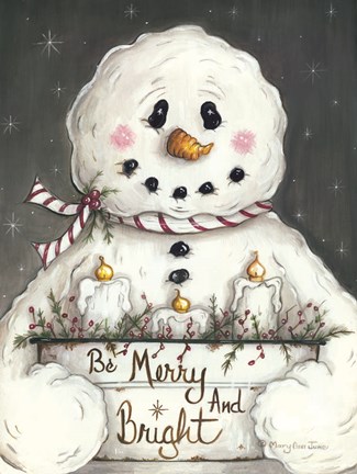 Framed Merry and Bright Snowman Print