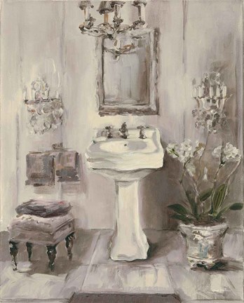 Framed French Bath III Gray Print