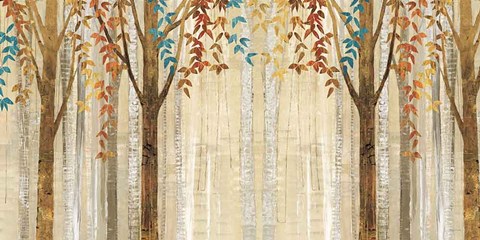 Framed Down to the Woods Autumn Teal Crop Print