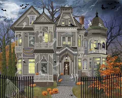 Framed Halloween House Print