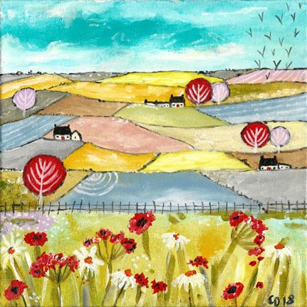 Framed Sunny Skies In The Highlands Print