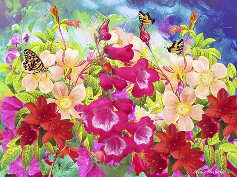 Framed Garden Of Flowers M8 Print