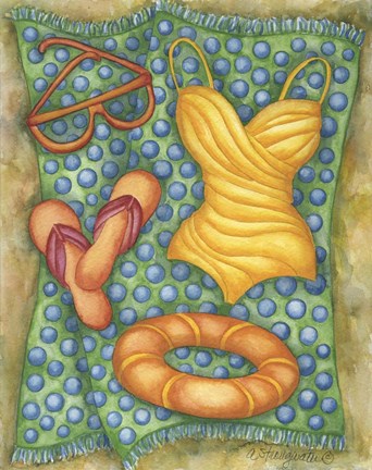 Framed Bathing Suit With Life Saver Print