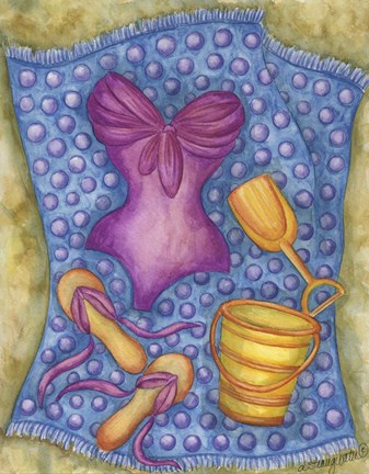 Framed Bathing Suit With Sand Pail Print