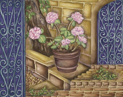 Framed California Pots Geranium Print
