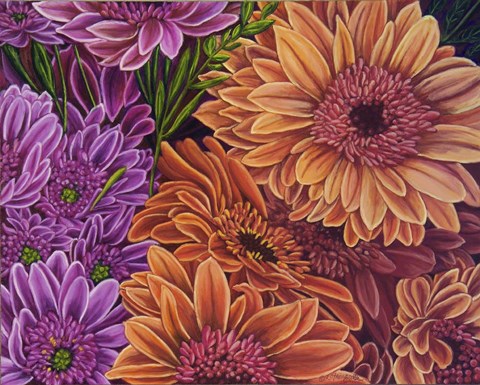 Framed Gerbera Mostly Salmon Print