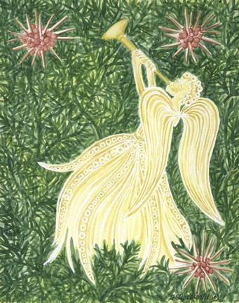 Framed Angels Yellow Print