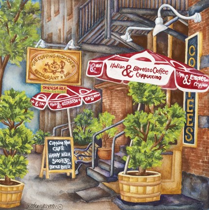 Framed Cafe Cupping Room Ext Summer Print