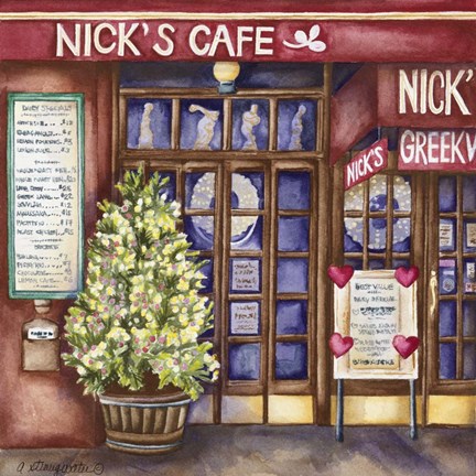 Framed Cafes Nicks Print
