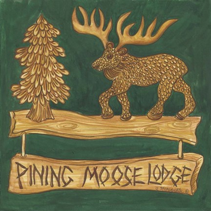 Framed Adirondack Pining Moose Lodge Print
