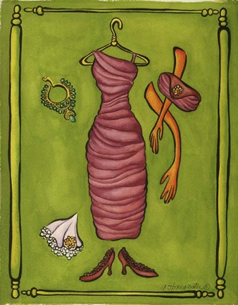 Framed Paris Gowns Magenta Ruched Ap Print