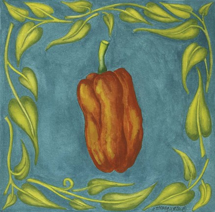 Framed Peppers Orange Square Print