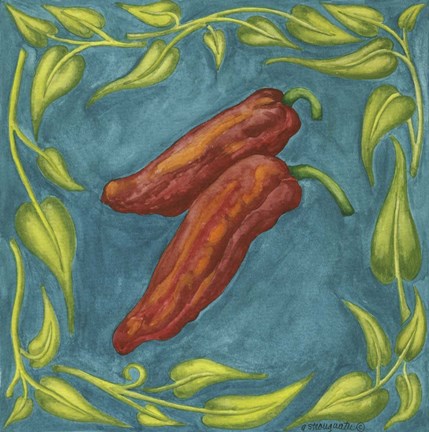 Framed Peppers Red Square Print