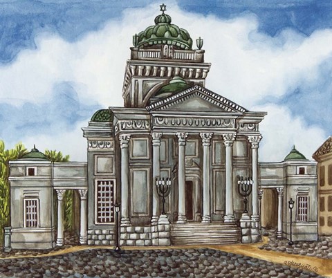 Framed Synagogue Warsaw Exterior Print