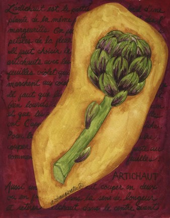 Framed Veggies On Red L Artichaut Print