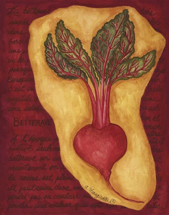 Framed Veggies On Red L Betterave Print