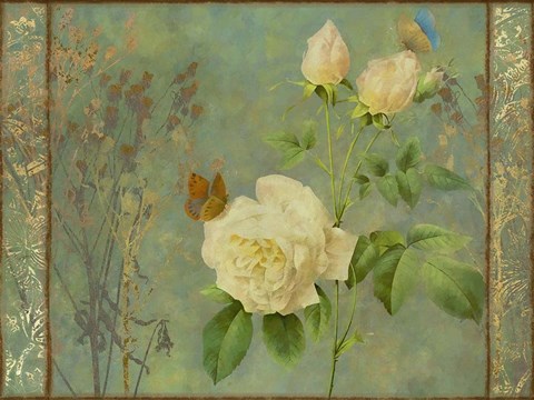 Framed Yellow Rose Painted Print