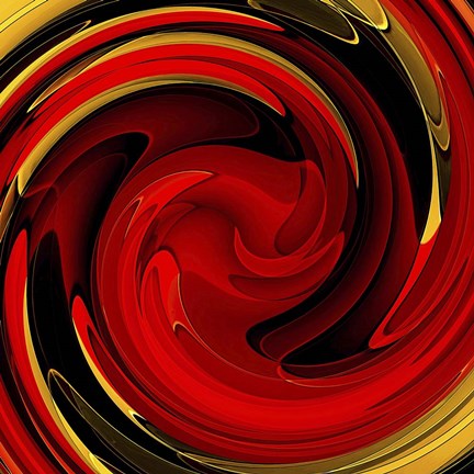 Framed Red Gold Swirl Print
