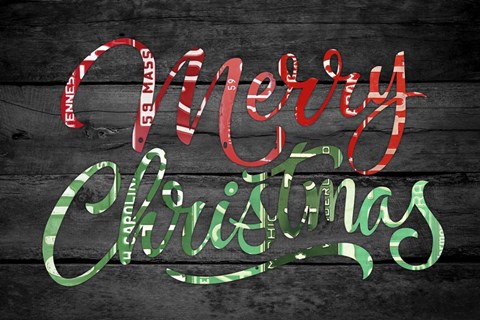 Framed Merry Christmas License Plates Print