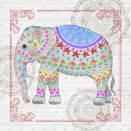 Framed Deco Elephant Print