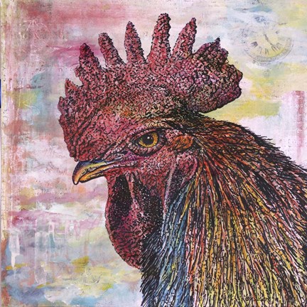 Framed Rooster Color Print