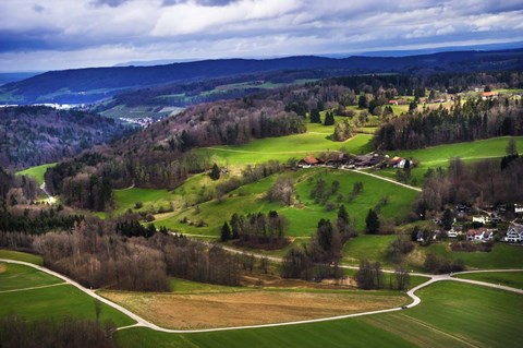 Framed Aerial View of the Hills Near Zurich Print