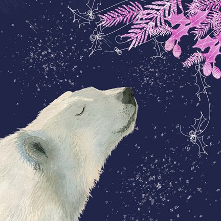 Framed Polar Bear Pink Foliage Print