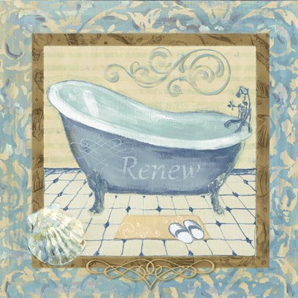 Framed Turquoise Tub II Print